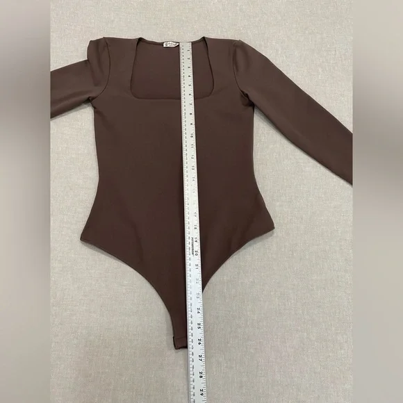 Free People intimately Truth or Square Bodysuit Small Brown Long sleeve Thong - Picture 10 of 12
